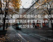 新手上手蘑菇影视官网必看：缓存机制、加载速度等技术层体验报告（体验加强版）